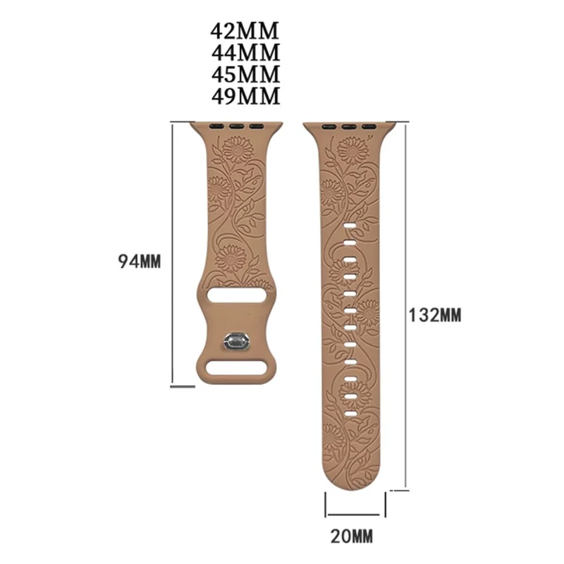 Apple Watch Series 49mm - 45mm - 44mm - 42mm Universal Engraved Flexible Watch Band - Sunflower / Green