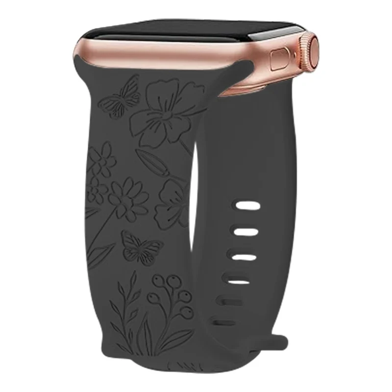 Apple Watch Series 49mm - 45mm - 44mm - 42mm Universal Engraved Flexible Watch Band - Sunflower / Green