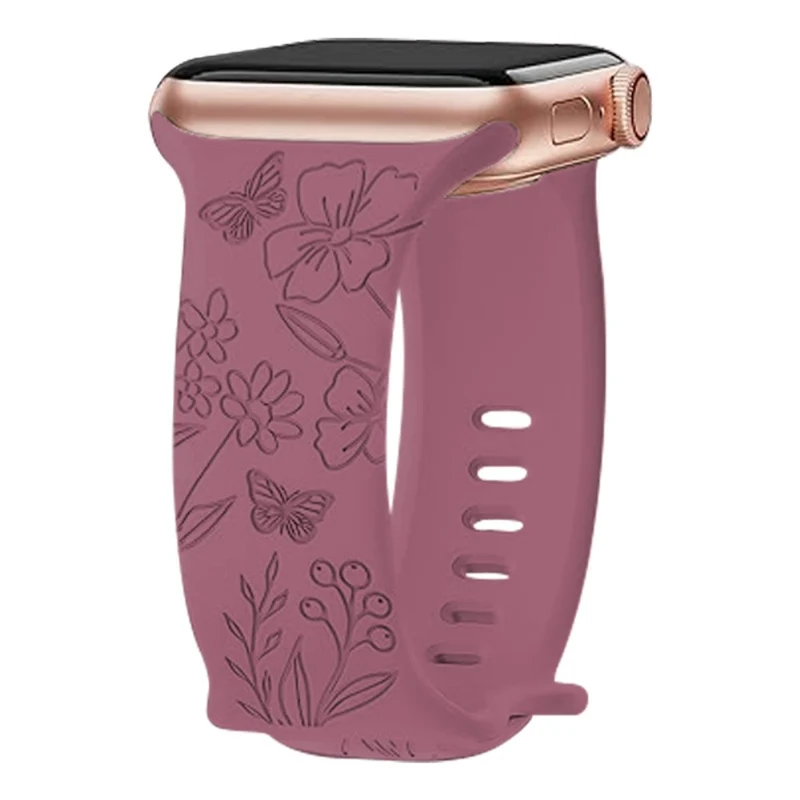 Apple Watch Series 49mm - 45mm - 44mm - 42mm Universal Engraved Flexible Watch Band - Sunflower / Green