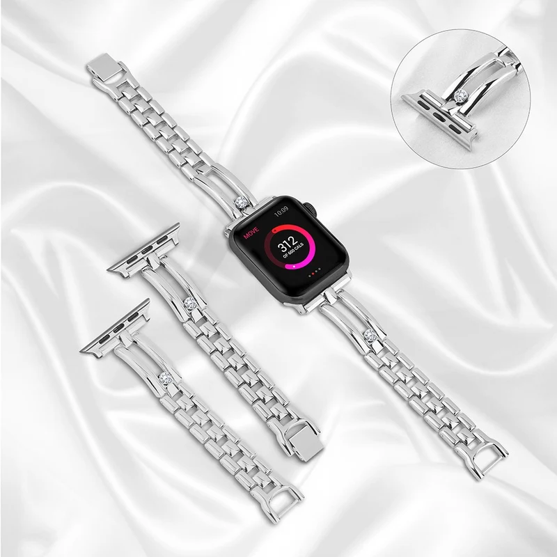 Replacement Band for Apple Watch Series 49mm - 45mm - 44mm - 42mm Universal Zinc Metal Strap - Rose Gold
