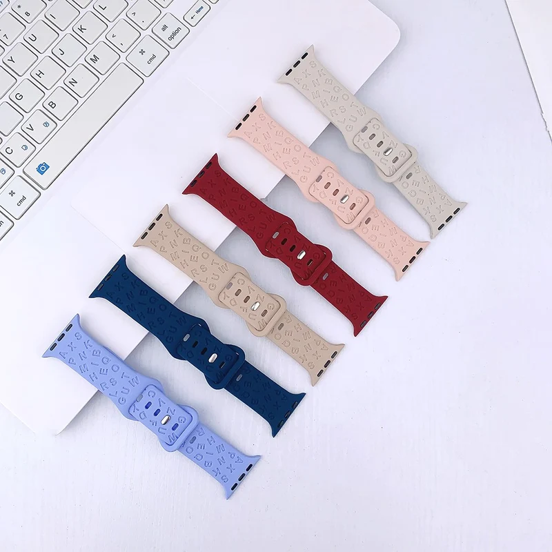 Apple Watch Series 41mm - 40mm - 38mm Universal Silicone Wristband with Butterfly Buckle