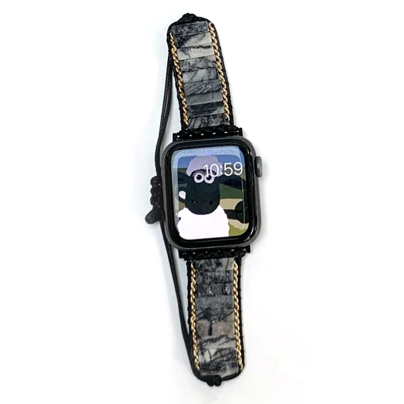 Apple Watch 49mm / 45mm / 44mm / 42mm Stone and Woven Rope Band - Rainbow