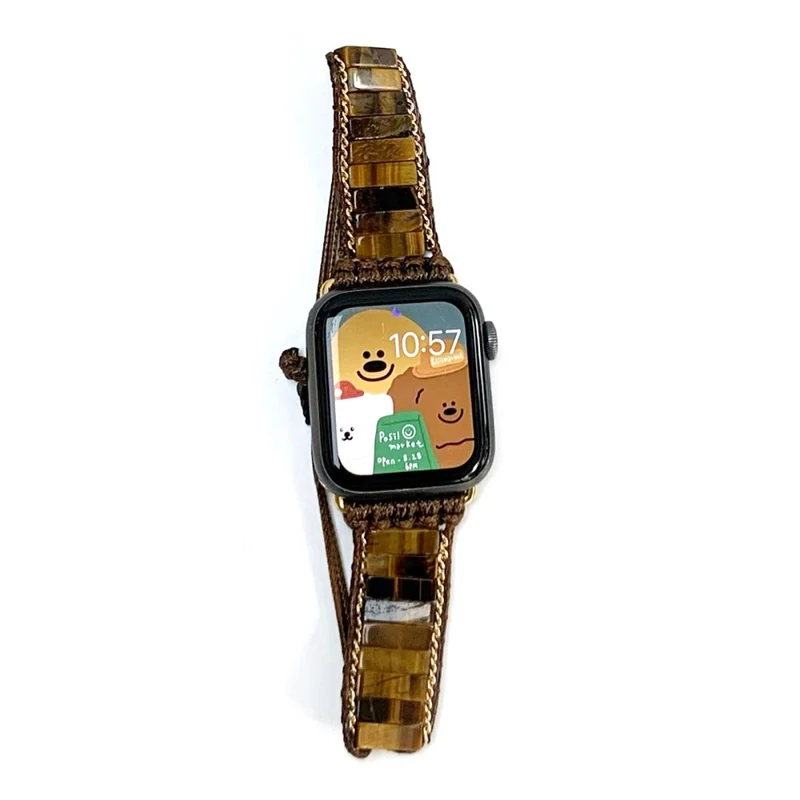 Apple Watch 49mm / 45mm / 44mm / 42mm Stone and Woven Rope Band - Rainbow
