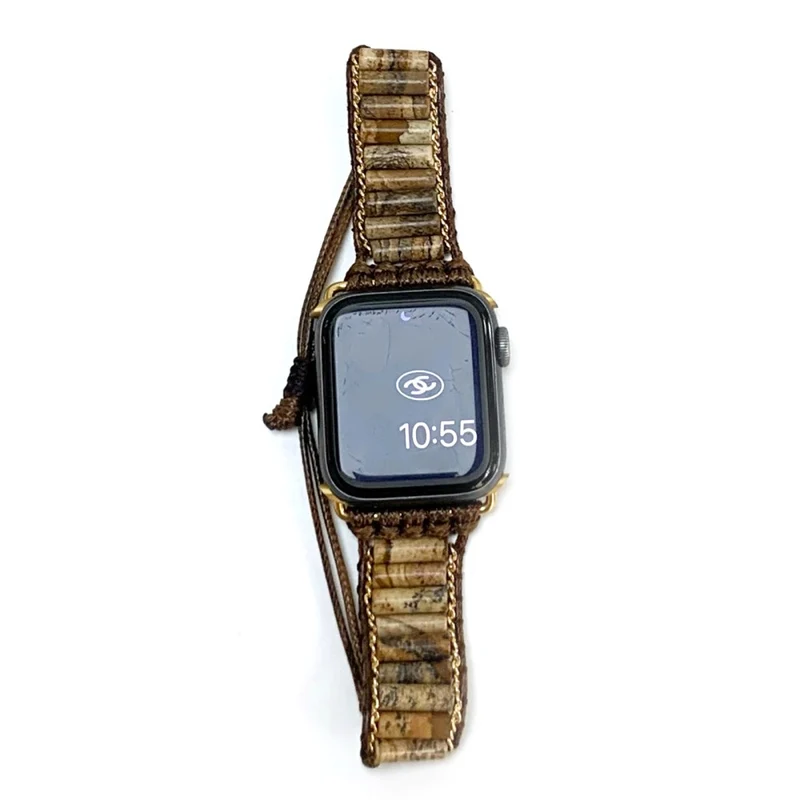 Apple Watch 49mm / 45mm / 44mm / 42mm Stone and Woven Rope Band - Rainbow