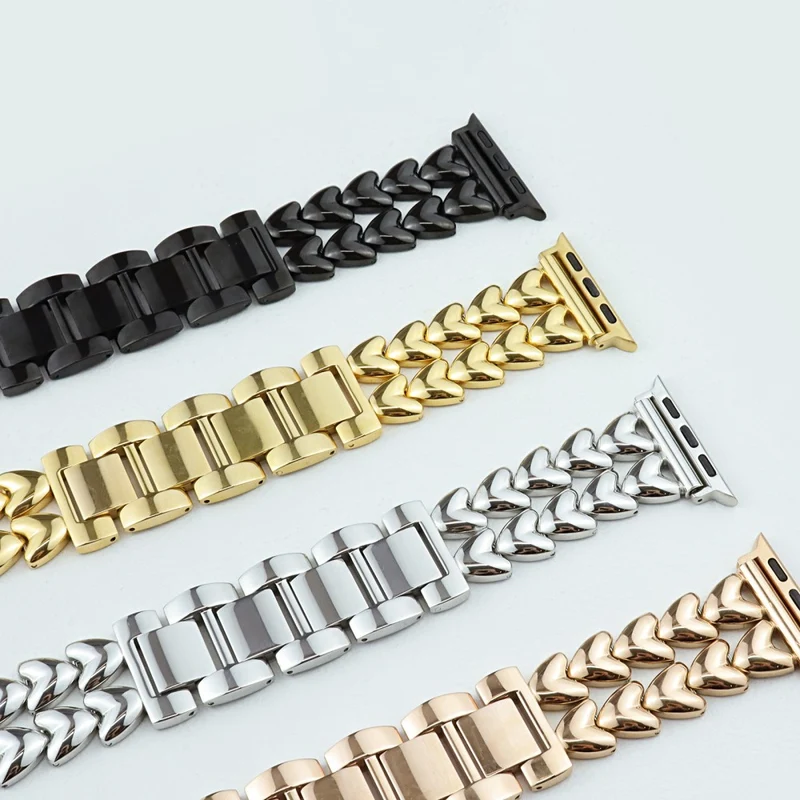 Apple Watch 49mm / 45mm / 44mm / 42mm Stainless Steel Heart Watch Band