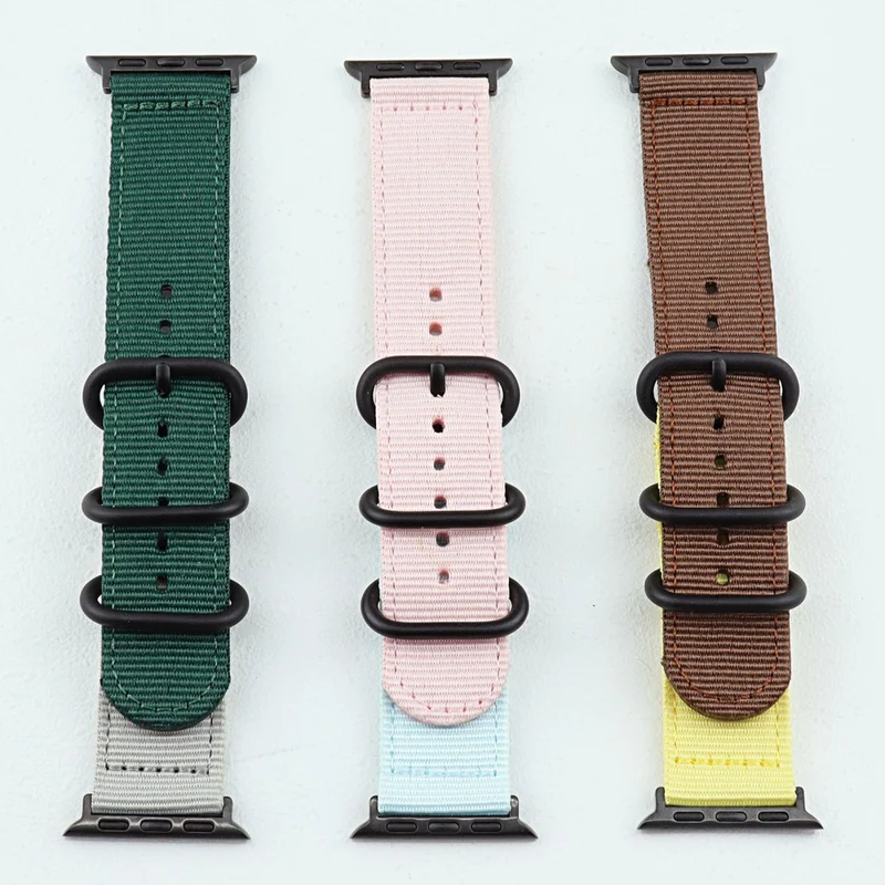 Apple Watch 49mm / 45mm / 44mm / 42mm Nylon Band Sport Wrist Strap - Blue+Pink