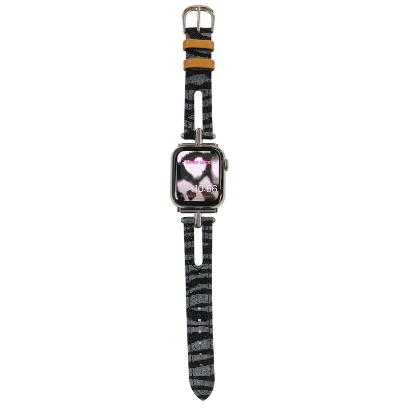 Apple Watch 49mm / 45mm / 44mm / 42mm Leather Watch Band Strap - White / Zebra Stripe