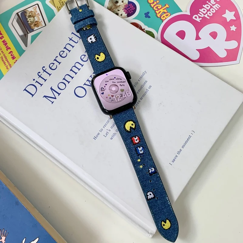 Apple Watch 49mm / 45mm / 44mm / 42mm Watch Strap - Mouse Mouse Light Blue Denim Denim