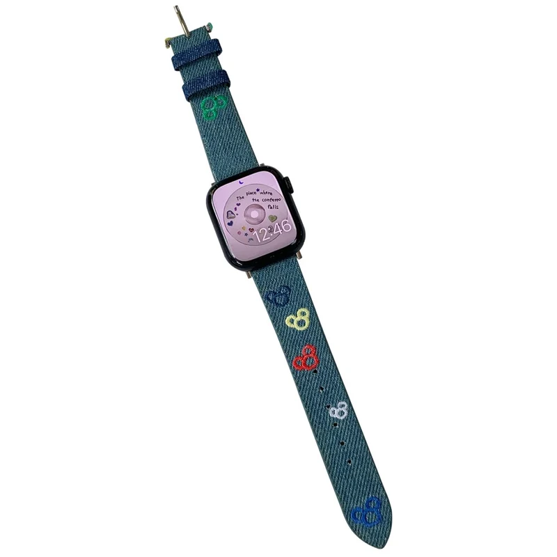 Apple Watch 49mm / 45mm / 44mm / 42mm Watch Strap - Mouse Mouse Light Blue Denim Denim