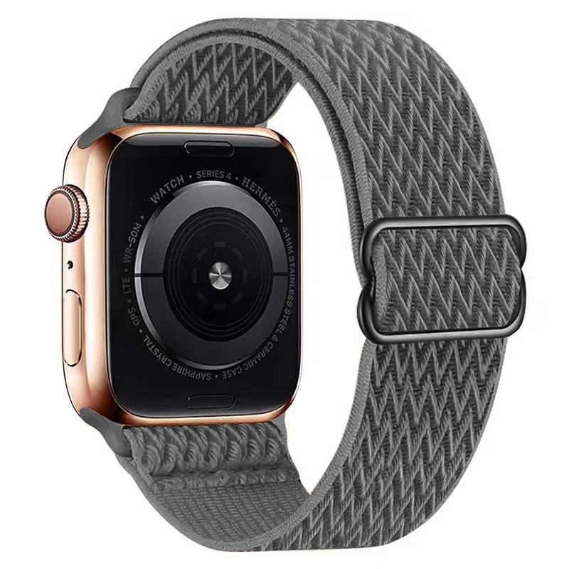 Apple Watch Series 49mm - 45mm - 44mm - 42mm Universal Watch Band Elastic Nylon Strap - Dark Grey