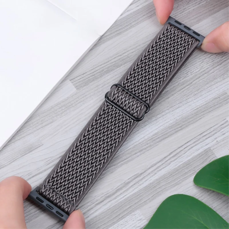 Apple Watch Series 49mm - 45mm - 44mm - 42mm Universal Watch Band Elastic Nylon Strap - Dark Grey