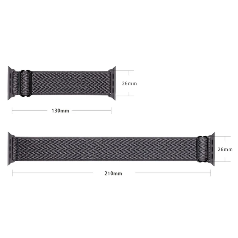 Apple Watch Series 49mm - 45mm - 44mm - 42mm Universal Watch Band Elastic Nylon Strap - Dark Grey