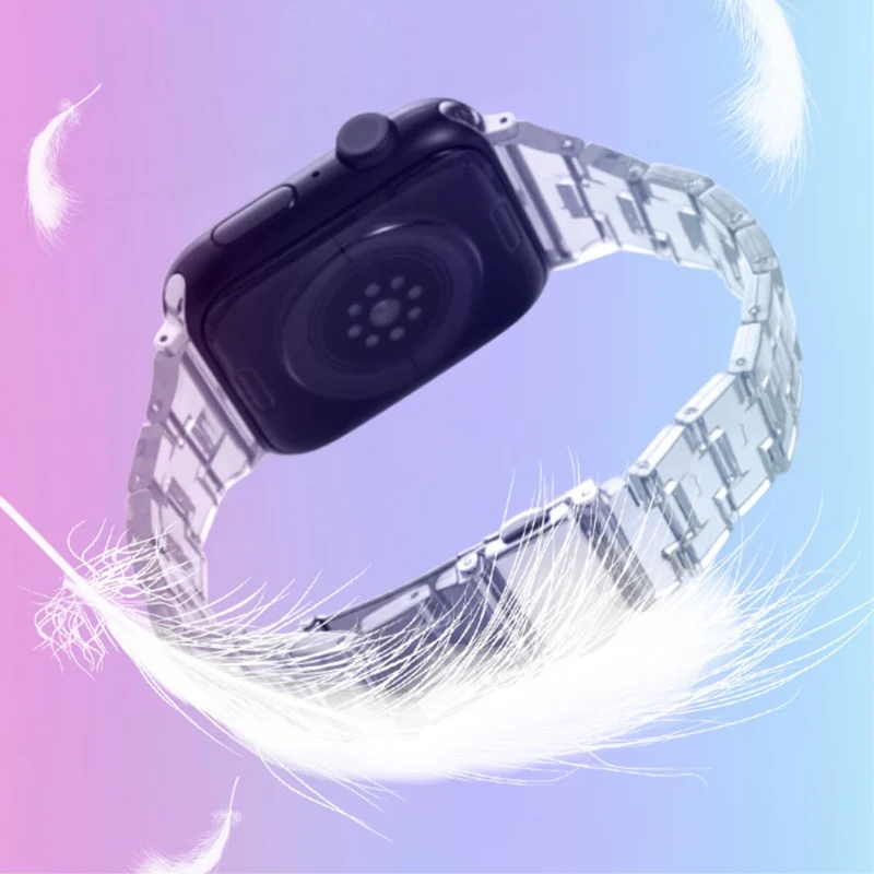 Resin Band for Apple Watch Series 49mm - 45mm - 44mm - 42mm Universal Jelly Watch Strap - Transparent Dark Blue