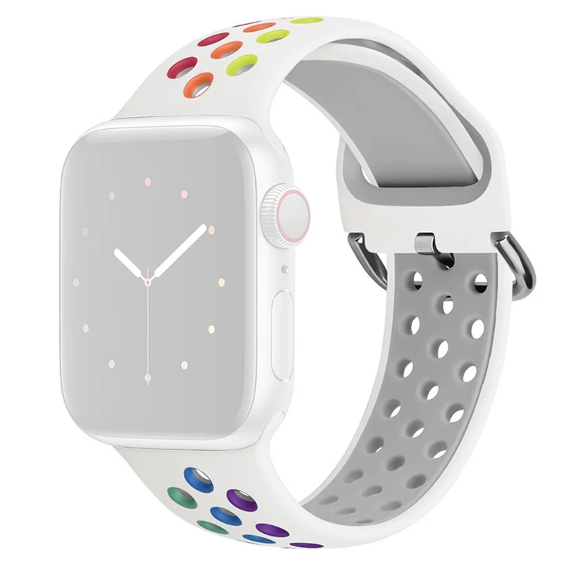 KALEBOL Apple Watch Series 41mm - 40mm - 38mm Universal Soft Silicone Band - White+Black