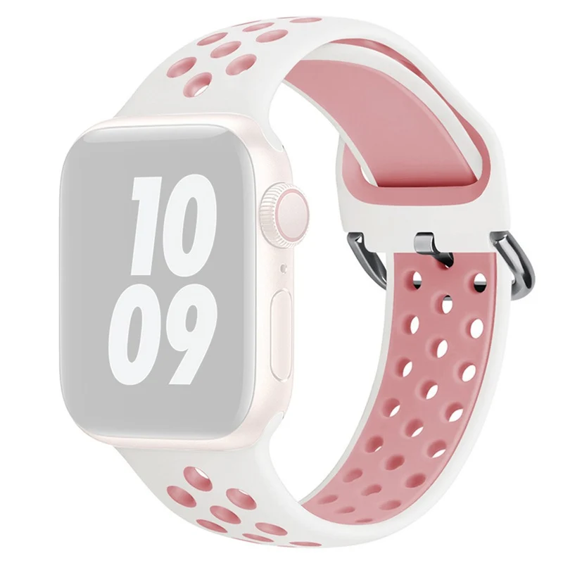 KALEBOL Apple Watch Series 41mm - 40mm - 38mm Universal Soft Silicone Band - White+Black