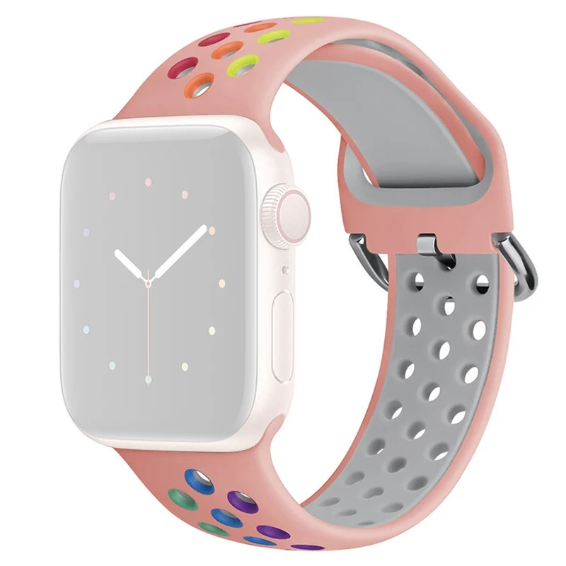 KALEBOL Apple Watch Series 41mm - 40mm - 38mm Universal Soft Silicone Band - White+Black
