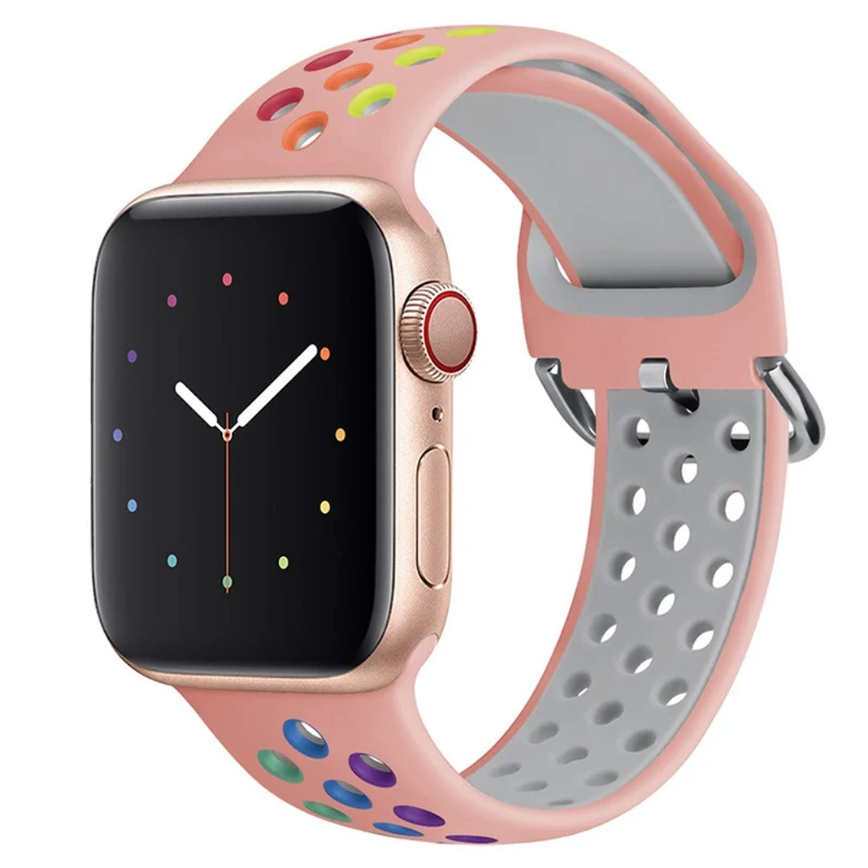 KALEBOL Apple Watch Series 41mm - 40mm - 38mm Universal Soft Silicone Band - White+Black