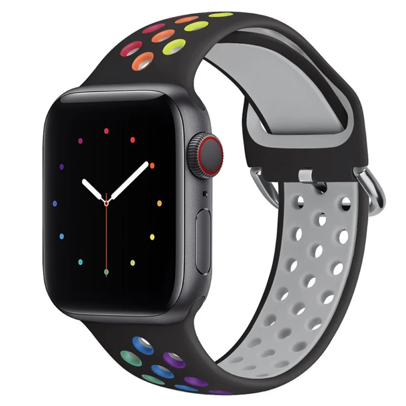KALEBOL Apple Watch Series 41mm - 40mm - 38mm Universal Soft Silicone Band - White+Black