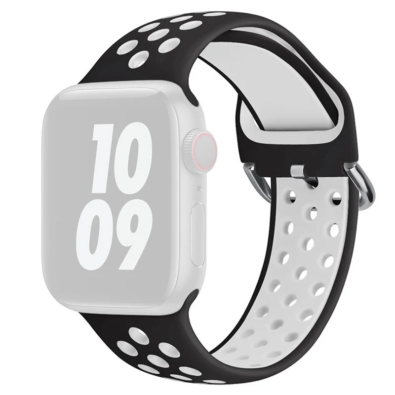 KALEBOL Apple Watch Series 41mm - 40mm - 38mm Universal Soft Silicone Band - White+Black