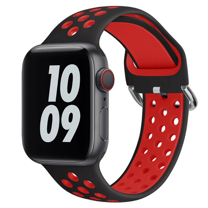 KALEBOL Apple Watch Series 41mm - 40mm - 38mm Universal Soft Silicone Band - White+Black