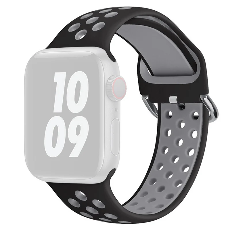 KALEBOL Apple Watch Series 41mm - 40mm - 38mm Universal Soft Silicone Band - White+Black