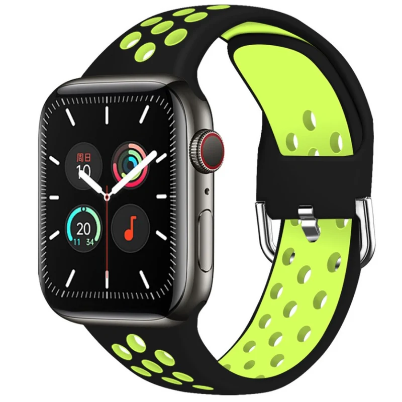 KALEBOL Apple Watch Series 41mm - 40mm - 38mm Universal Soft Silicone Band - White+Black