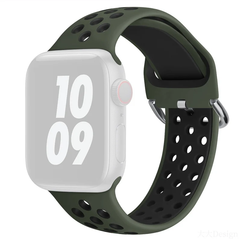 KALEBOL Apple Watch Series 41mm - 40mm - 38mm Universal Soft Silicone Band - White+Black