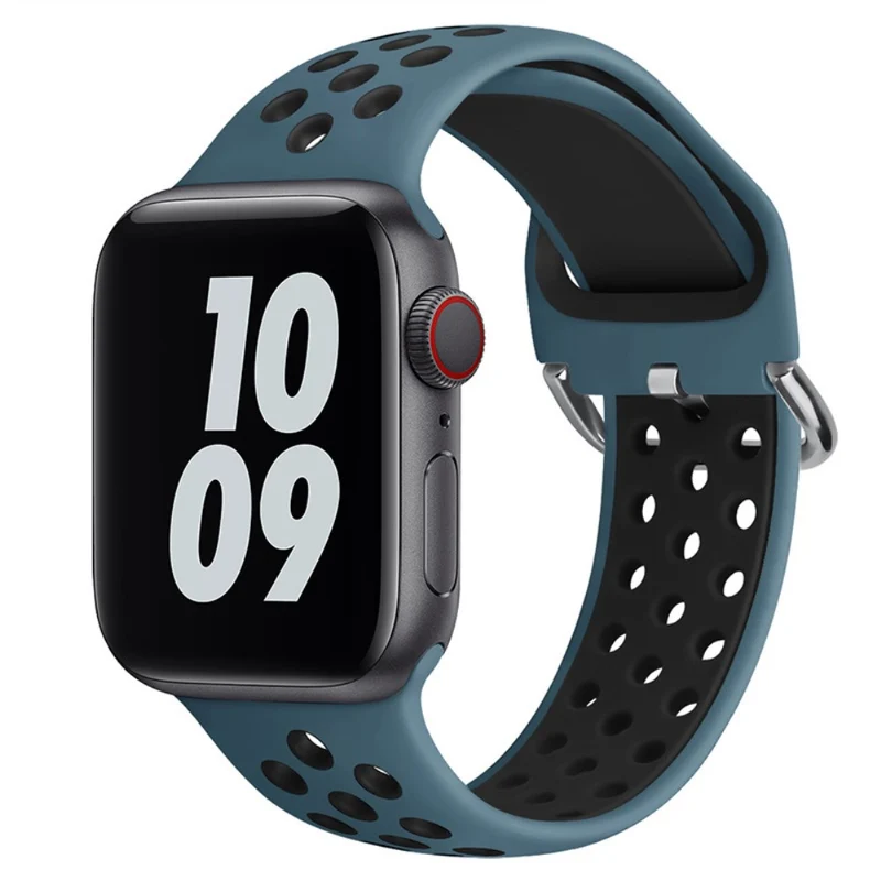 KALEBOL Apple Watch Series 41mm - 40mm - 38mm Universal Soft Silicone Band - White+Black
