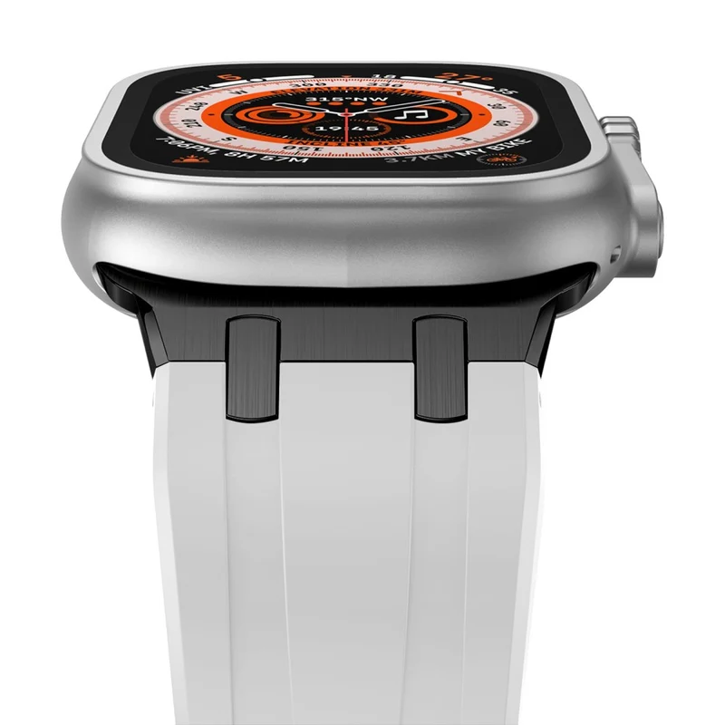 Apple Watch Series 41mm - 40mm - 38mm Universal Liquid Silicone Strap Metal Connector - Black+White