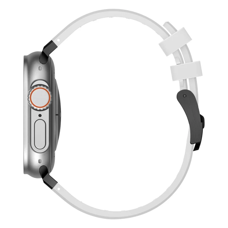 Apple Watch Series 41mm - 40mm - 38mm Universal Liquid Silicone Strap Metal Connector - Black+White