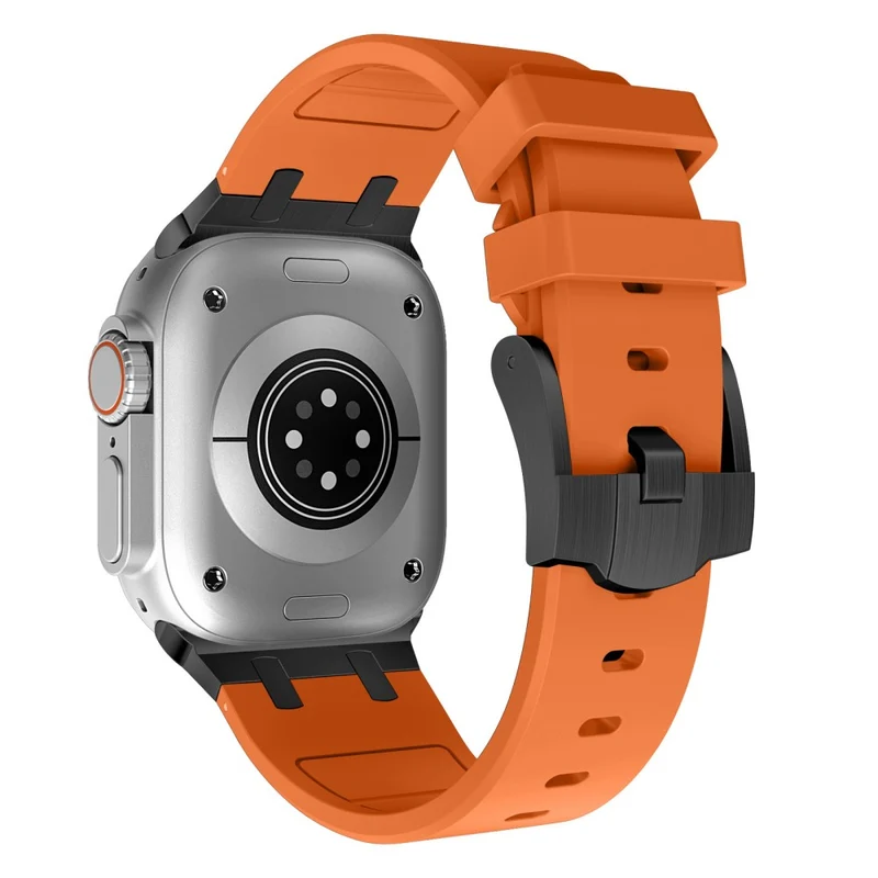 Apple Watch Series 41mm - 40mm - 38mm Universal Liquid Silicone Strap Metal Connector - Black+White
