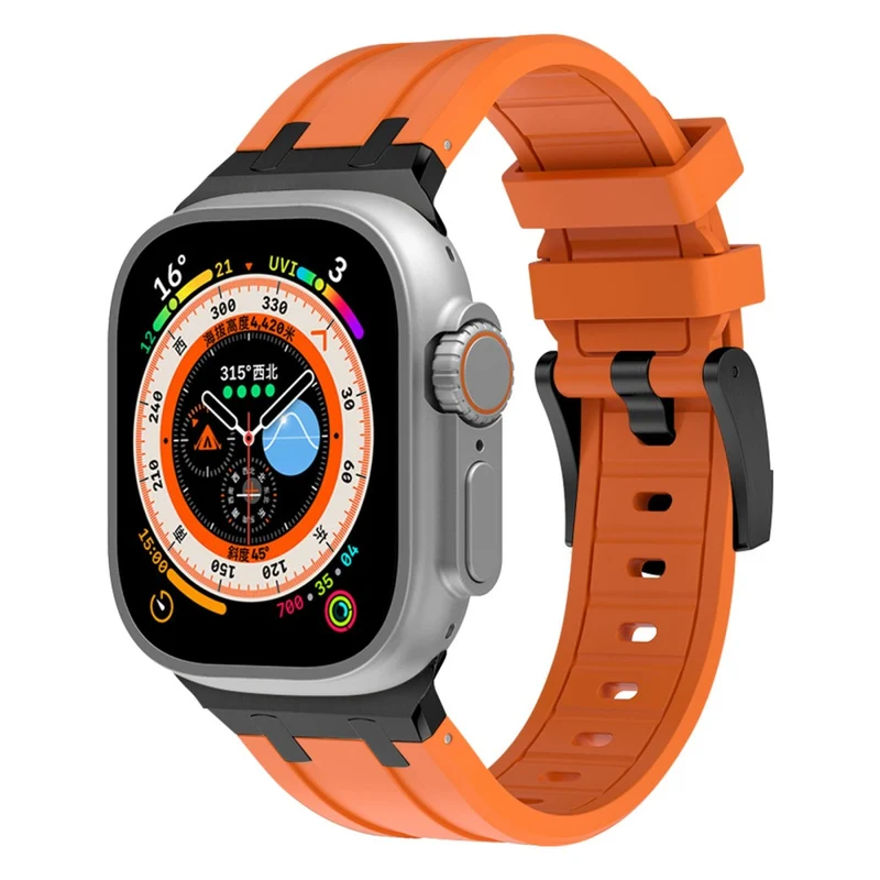 Apple Watch Series 41mm - 40mm - 38mm Universal Liquid Silicone Strap Metal Connector - Black+White
