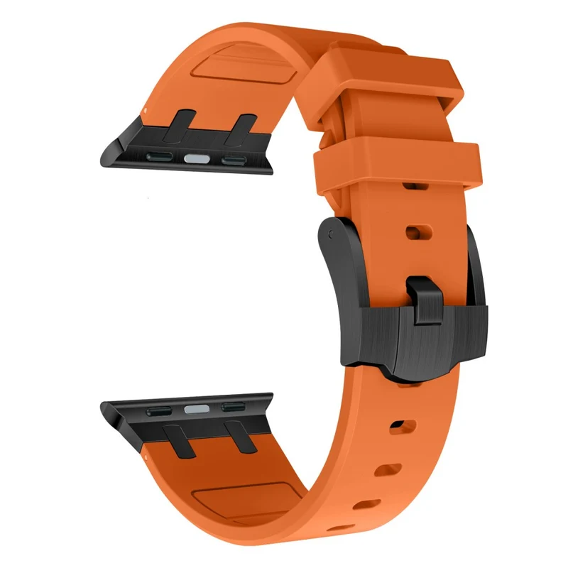 Apple Watch Series 41mm - 40mm - 38mm Universal Liquid Silicone Strap Metal Connector - Black+White