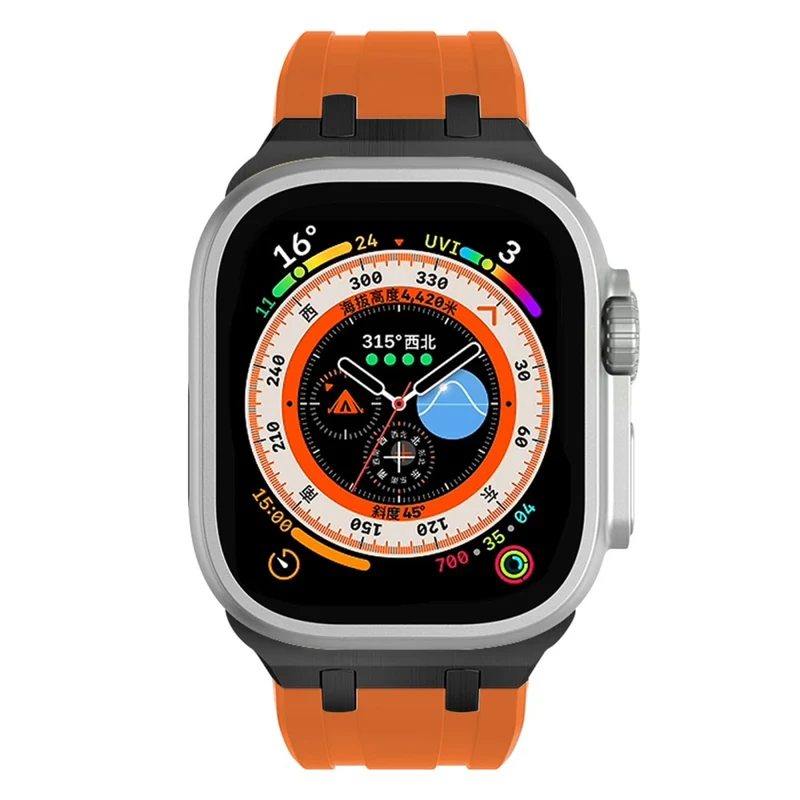 Apple Watch Series 41mm - 40mm - 38mm Universal Liquid Silicone Strap Metal Connector - Black+White