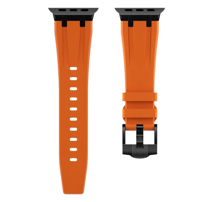 Apple Watch Series 41mm - 40mm - 38mm Universal Liquid Silicone Strap Metal Connector - Black+White
