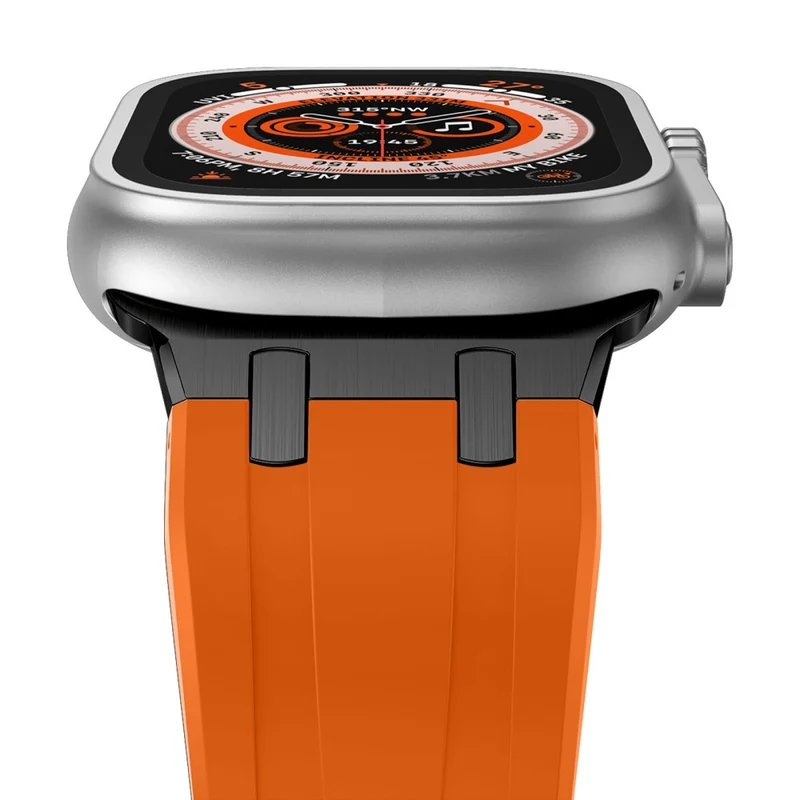 Apple Watch Series 41mm - 40mm - 38mm Universal Liquid Silicone Strap Metal Connector - Black+White