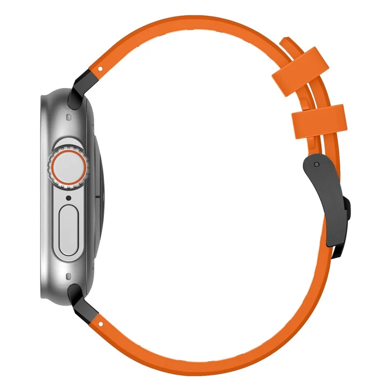 Apple Watch Series 41mm - 40mm - 38mm Universal Liquid Silicone Strap Metal Connector - Black+White