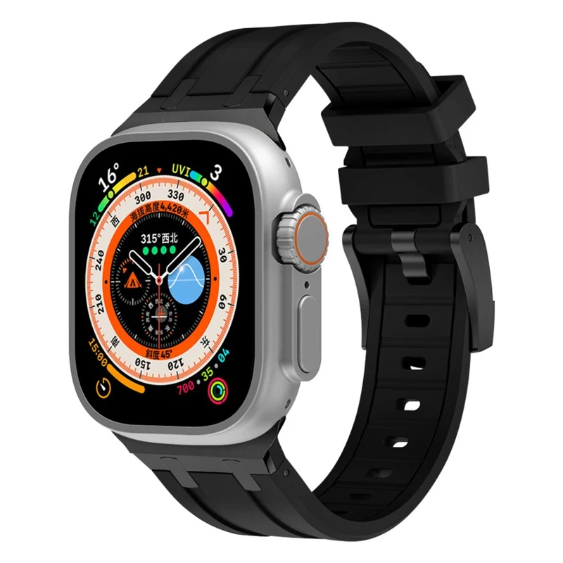 Apple Watch Series 41mm - 40mm - 38mm Universal Liquid Silicone Strap Metal Connector - Black+White