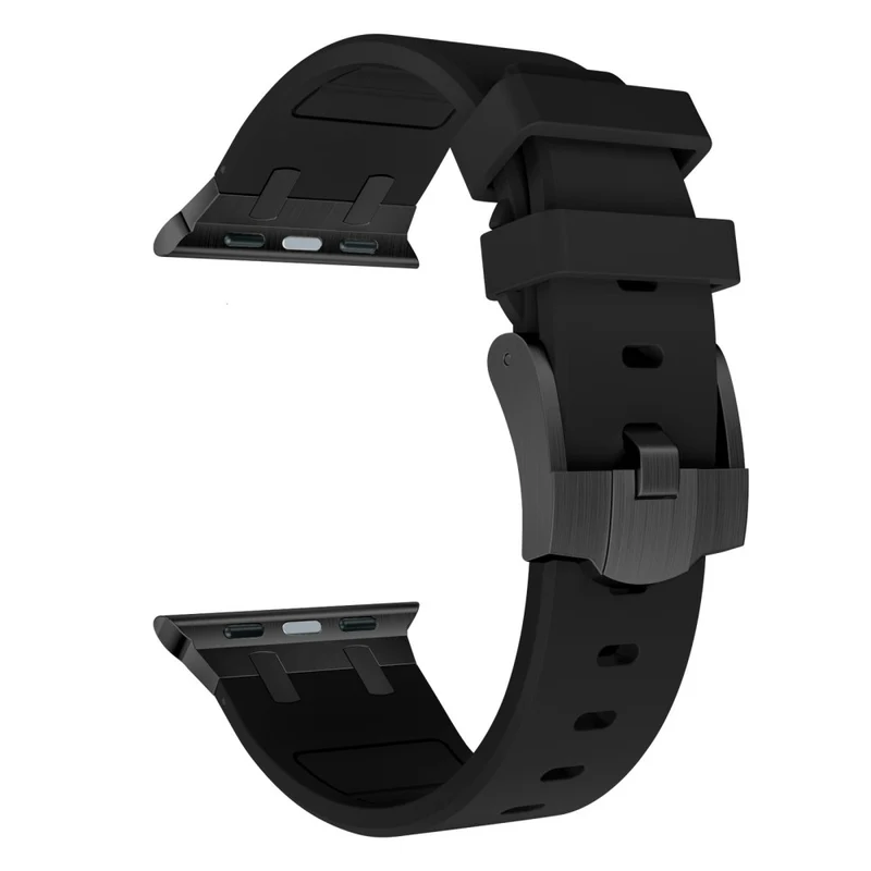 Apple Watch Series 41mm - 40mm - 38mm Universal Liquid Silicone Strap Metal Connector - Black+White