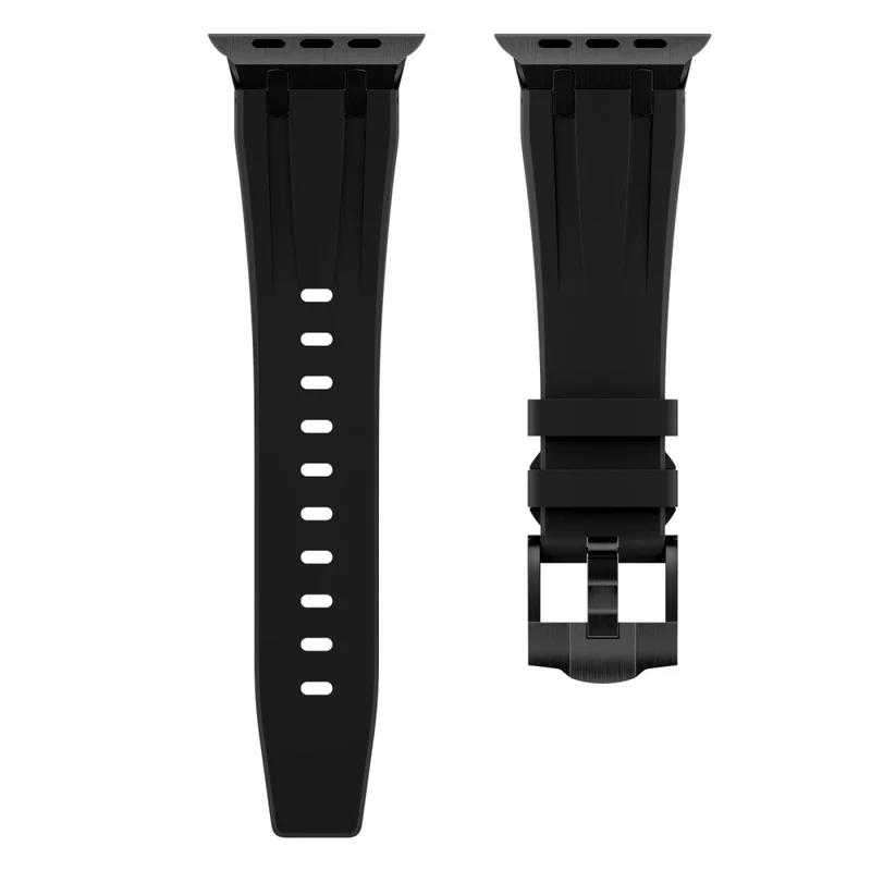 Apple Watch Series 41mm - 40mm - 38mm Universal Liquid Silicone Strap Metal Connector - Black+White