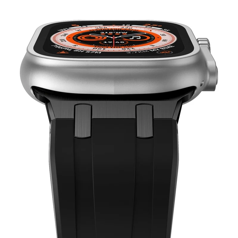 Apple Watch Series 41mm - 40mm - 38mm Universal Liquid Silicone Strap Metal Connector - Black+White