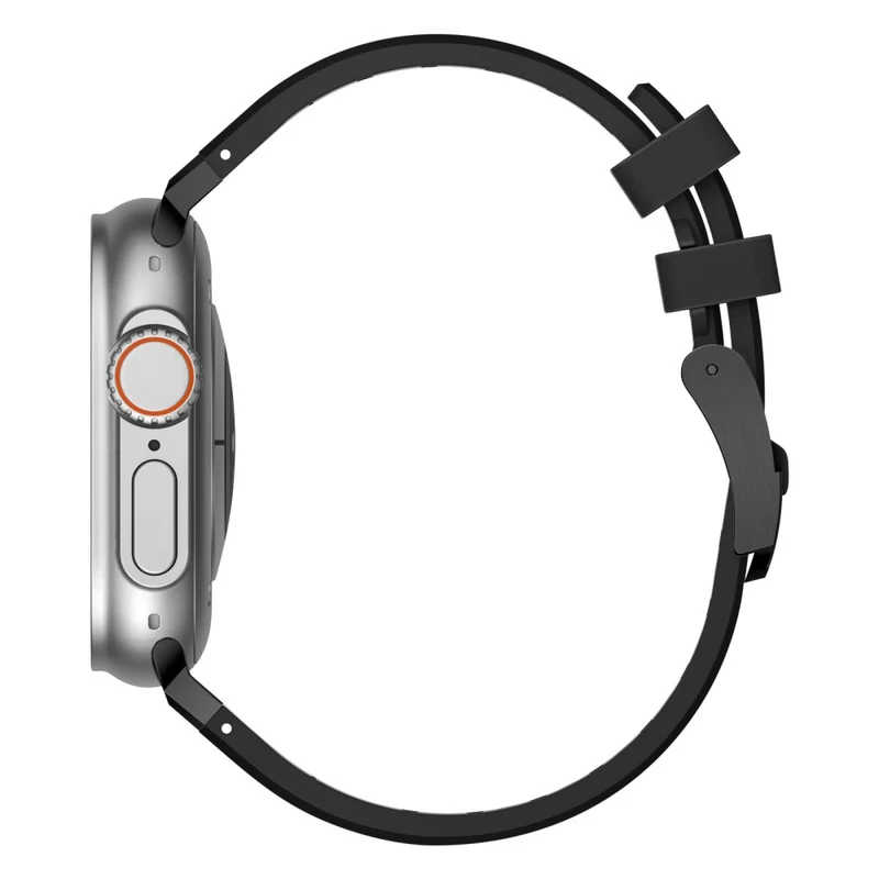 Apple Watch Series 41mm - 40mm - 38mm Universal Liquid Silicone Strap Metal Connector - Black+White