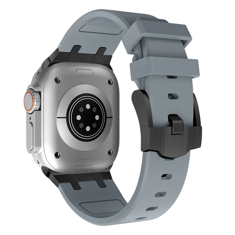 Apple Watch Series 41mm - 40mm - 38mm Universal Liquid Silicone Strap Metal Connector - Black+White