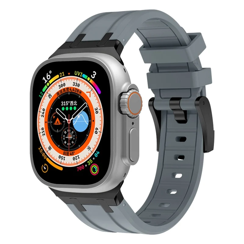 Apple Watch Series 41mm - 40mm - 38mm Universal Liquid Silicone Strap Metal Connector - Black+White