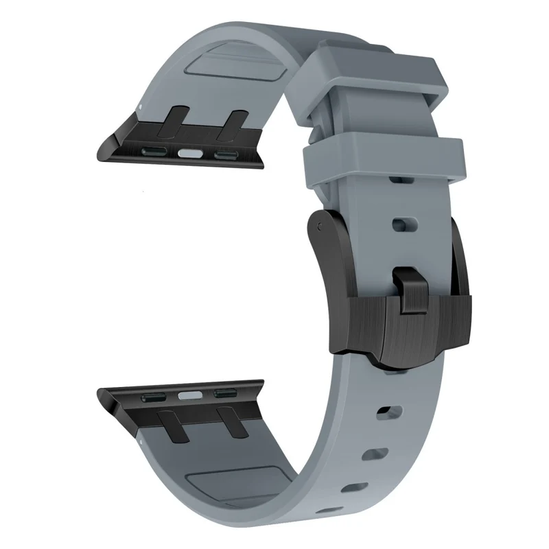 Apple Watch Series 41mm - 40mm - 38mm Universal Liquid Silicone Strap Metal Connector - Black+White