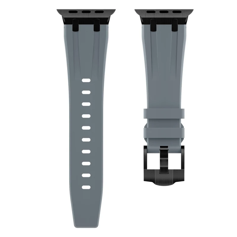 Apple Watch Series 41mm - 40mm - 38mm Universal Liquid Silicone Strap Metal Connector - Black+White