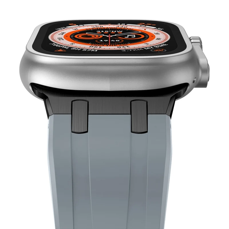 Apple Watch Series 41mm - 40mm - 38mm Universal Liquid Silicone Strap Metal Connector - Black+White