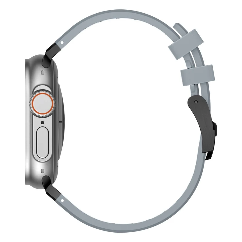 Apple Watch Series 41mm - 40mm - 38mm Universal Liquid Silicone Strap Metal Connector - Black+White
