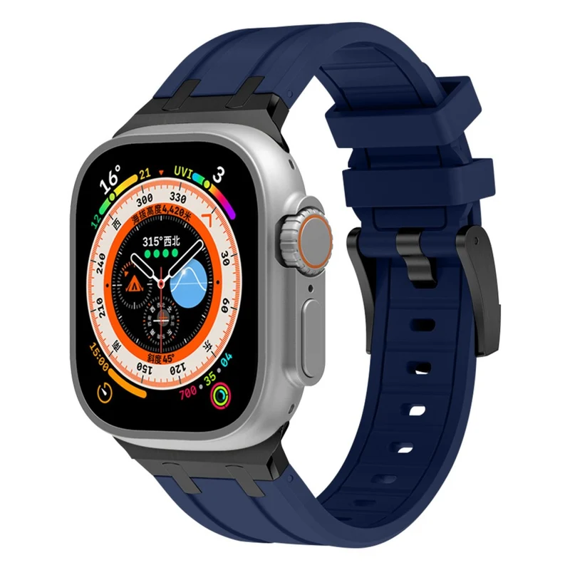 Apple Watch Series 41mm - 40mm - 38mm Universal Liquid Silicone Strap Metal Connector - Black+White