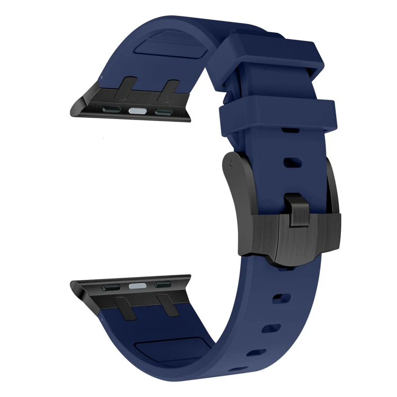 Apple Watch Series 41mm - 40mm - 38mm Universal Liquid Silicone Strap Metal Connector - Black+White
